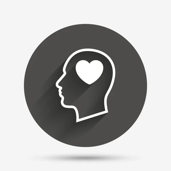 Head with heart sign icon. Male human head. — Stock Vector