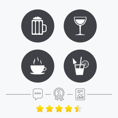 İşaretler içer. Kahve fincanı, bardak bira simgeler.