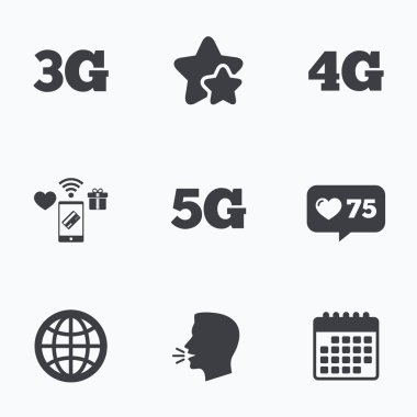 Mobil telekomünikasyon simgeler. 5g, 4g ve 3g.