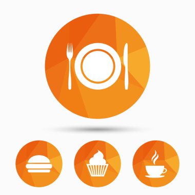 Gıda simgeler. Kek cupcake sembolü. Çatal, bıçak.