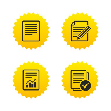 Belge simgeleri. Grafik ve onay kutusu ile dosya.