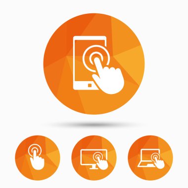 Dokunmatik ekran smartphone. El işaretçisi sembolleri.