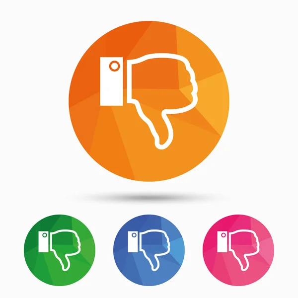 Dislike sign icon. Hand finger down symbol. — Stock Vector