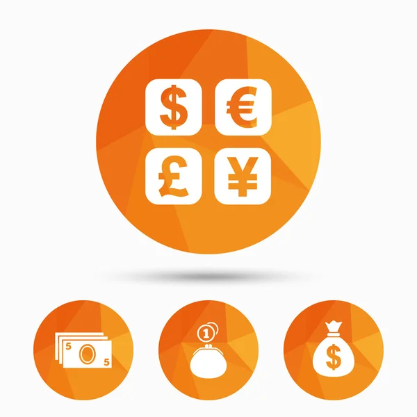 Currency exchange icon. Cash money bag, wallet. — Stock Vector