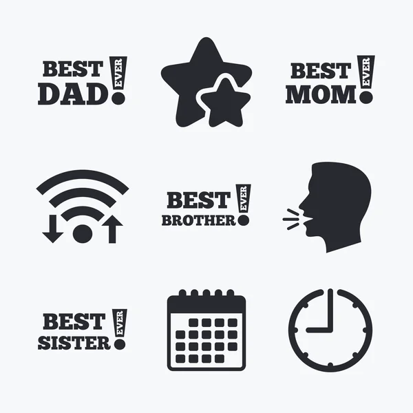 Best mom and dad, brother, sister icons. — Stock Vector