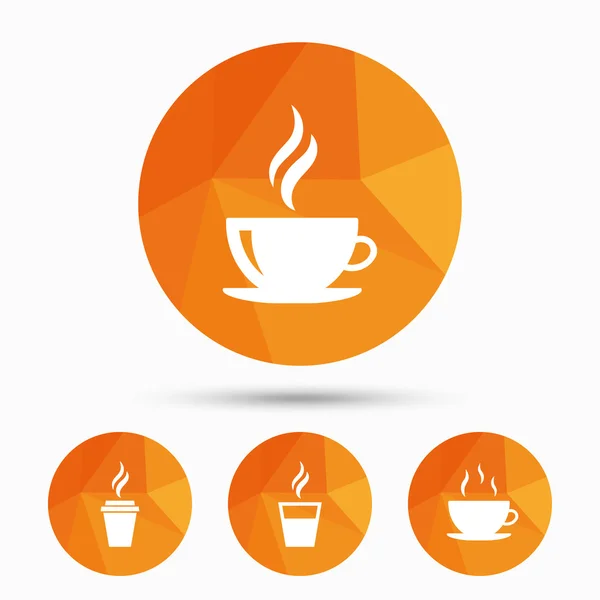 Coffee cup icon. Hot drinks glasses symbols. — Stock Vector