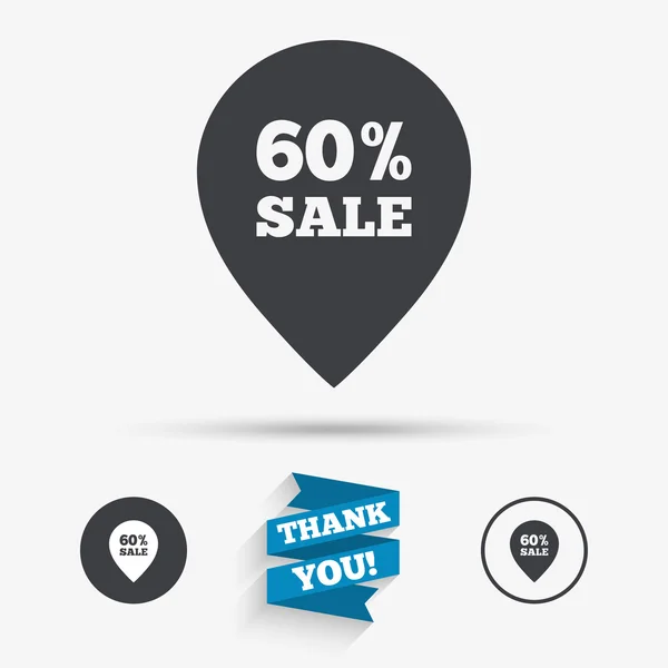 60 pour cent vente pointer tag signe icône . — Image vectorielle