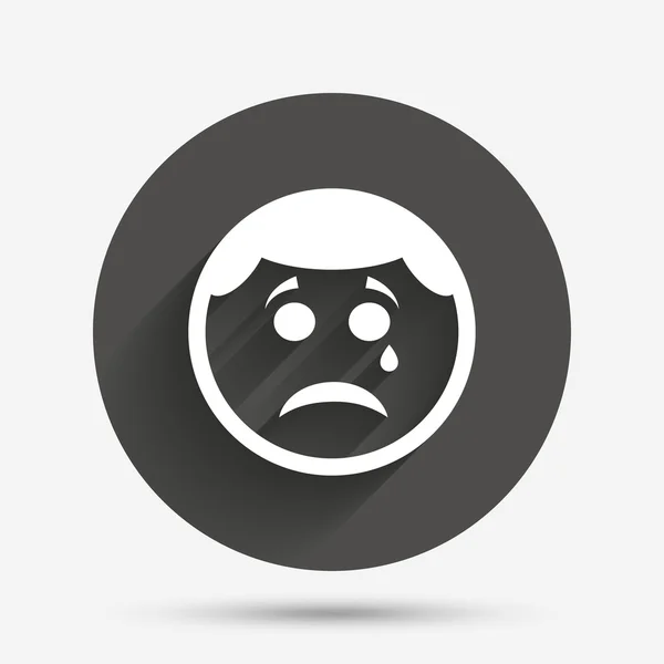 Sad face with tear sign icon. Crying symbol. — Stock Vector