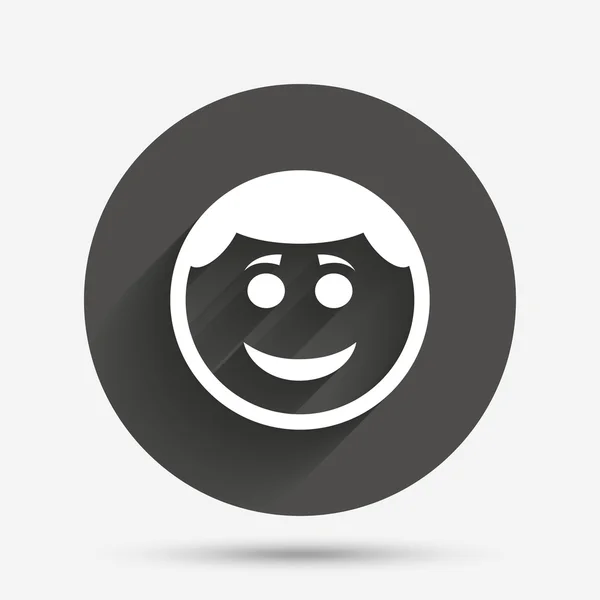 Ícone de rosto sorridente. Sorriso com símbolo de penteado . — Vetor de Stock