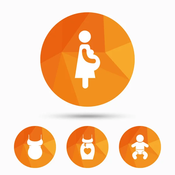 Des icônes de maternité. Bébé bébé, grossesse, robe . — Image vectorielle