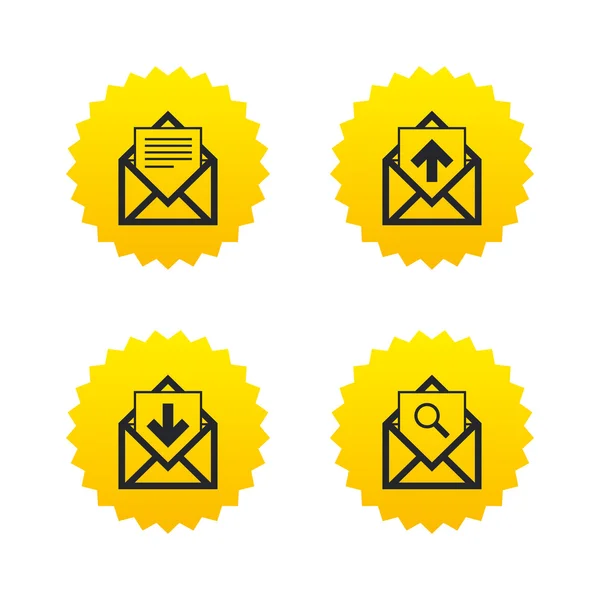 Mail envelope icons. Message document symbols. — Stock Vector