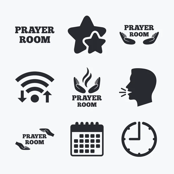 Prayer room icons. Religion priest symbols.