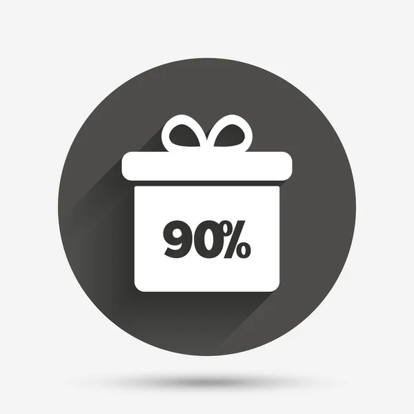 90 percent sale gift box tag sign icon. — Stock Vector