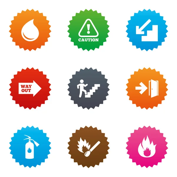 Seguridad contra incendios, iconos de emergencia. Signo del extintor . — Vector de stock