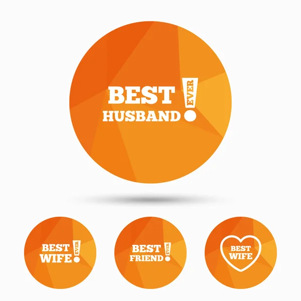 Best wife, husband and friend icons. — Stock Vector