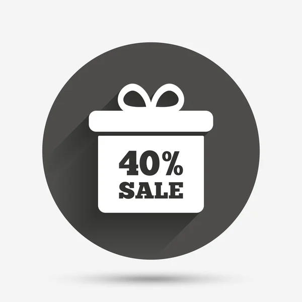 40% 판매 선물 상자 태그 기호 아이콘. — 스톡 벡터