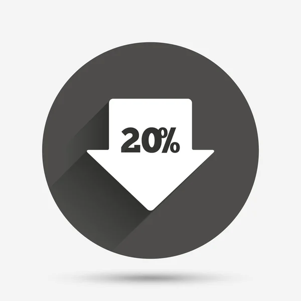 20 percent sale arrow tag sign icon. — Stock Vector
