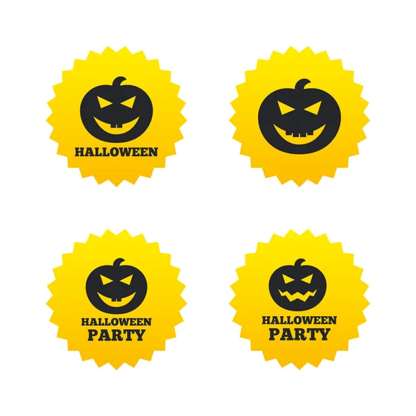 Halloween party icons. Pumpkin symbol. — Stock Vector
