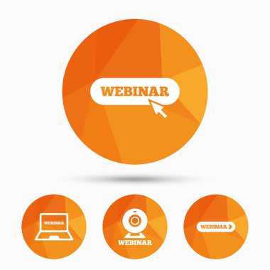 Webinar simgeler. Web kamera ve dizüstü pc işaretleri.