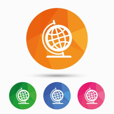 Küre işareti simgesi. Coğrafya sembolü.