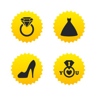 Düğün elbise simgesi. Kadın Ayakkabı sembolü.