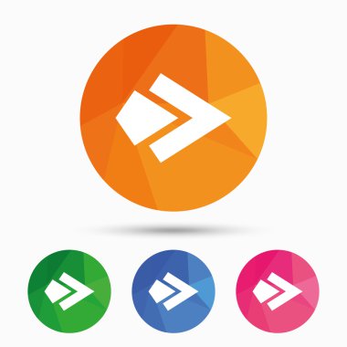 ok işareti simgesi. En yakın düğme. Gezinti simgesi