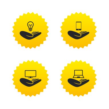 Yardım simgeleri eller. Koruma ve sigorta.