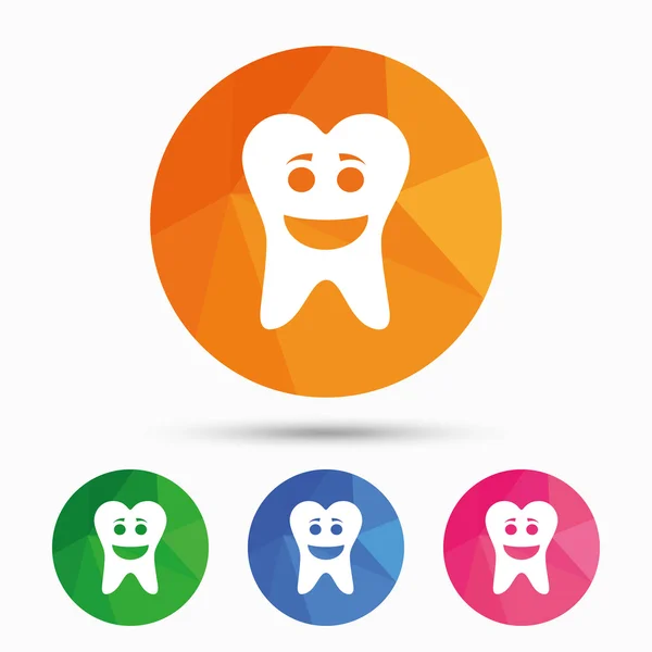 牙笑脸标志图标。健康的牙齿 — 图库矢量图片