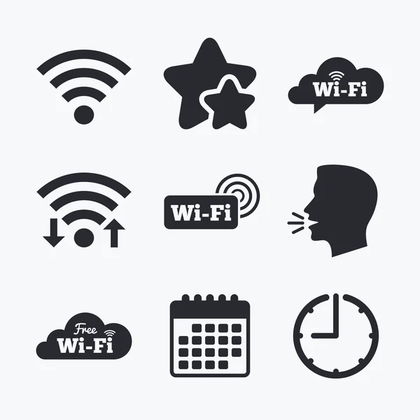 Wifi iconos de red inalámbrica. Burbuja de voz Wi-Fi — Vector de stock