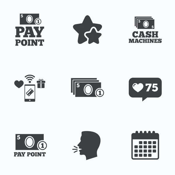 Cash and coin icons. Money machines or ATM. — Stock Vector