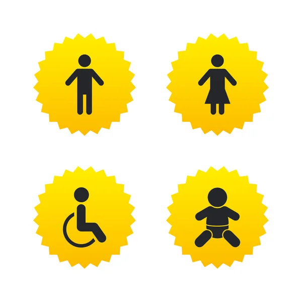 WC toilet icons. Human male or female signs. — Stock Vector
