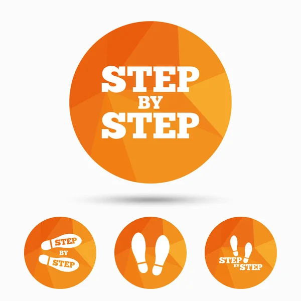Step icons. Footprint shoes symbols. — Stock Vector