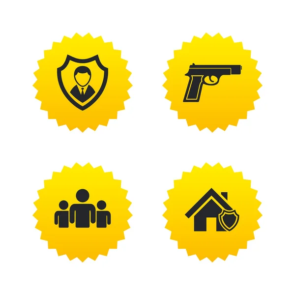 Ícones da agência de segurança. Proteção de escudo doméstico . — Vetor de Stock