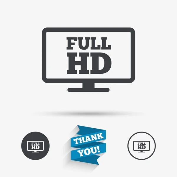 Full hd widescreen tv. High-definition symbol. — Stock Vector