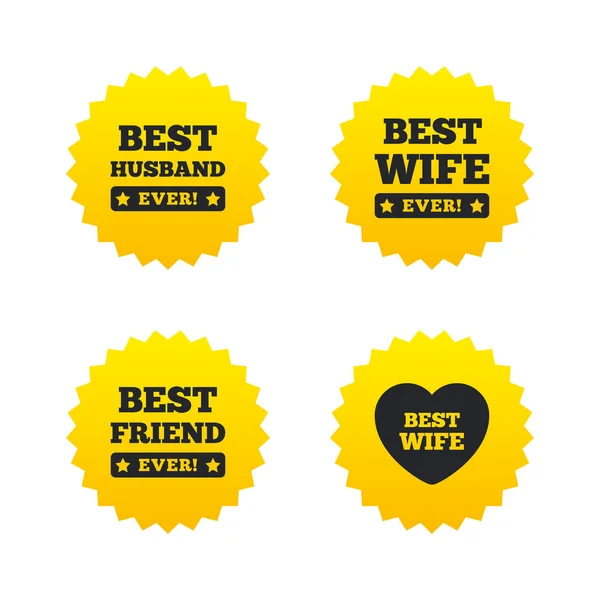 Best wife, husband and friend icons. — Stock Vector