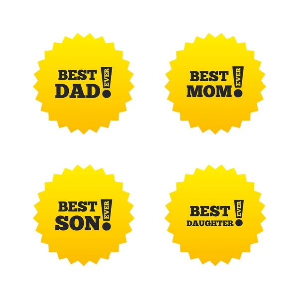 Best mom and dad, son, daughter icons. — Stock Vector