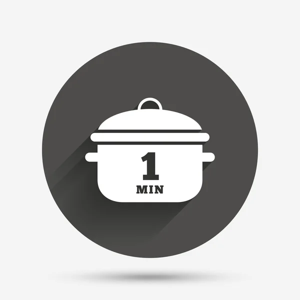 Kook 1 minuut. Koken pan teken pictogram. Stoofpot voedsel — Stockvector