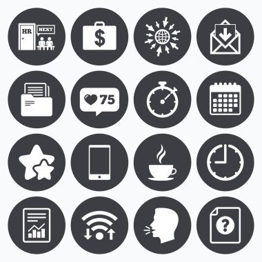 Office, belgeler ve iş simgeleri.