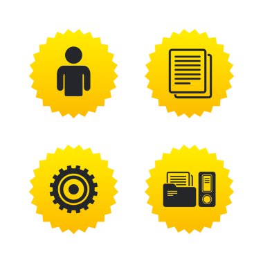 Muhasebe iş akışını simgeler. insan belgeler.