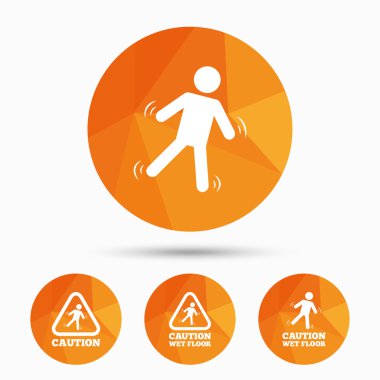 Dikkatli ıslak zemin simgeler