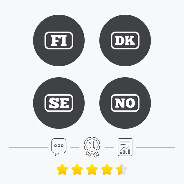 Language icons. FI, DK, SE and NO translation. — Stock Vector