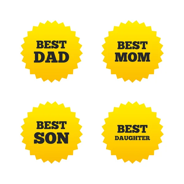 Best mom and dad, son, daughter icons. — Stock Vector