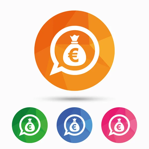 Icono de signo de bolsa de dinero. Euro EUR moneda . — Vector de stock