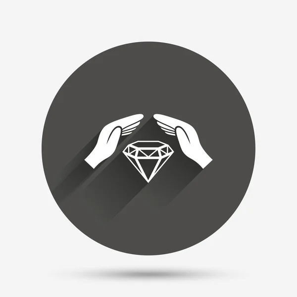 Signo de seguro de joyas. Las manos protegen los diamantes . — Archivo Imágenes Vectoriales