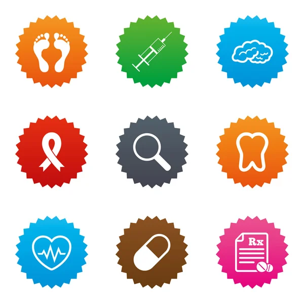 Medicine, medical health and diagnosis icons. — Stock Vector