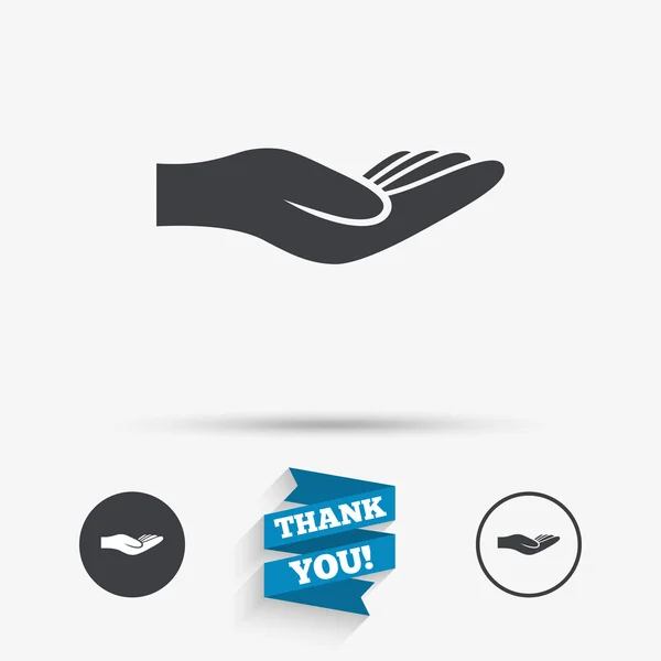 Donazione mano segno icona. Carità o dotazione . — Vettoriale Stock