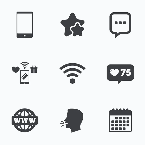 Iconos de comunicación. Smartphone y burbuja de chat . — Archivo Imágenes Vectoriales