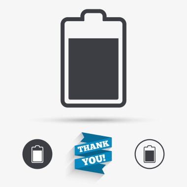 Pil seviyesi işareti simgesi. Elektrik sembolü.