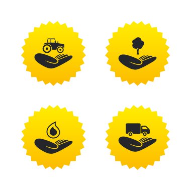 Yardım simgeleri eller. Koruma ve sigorta.