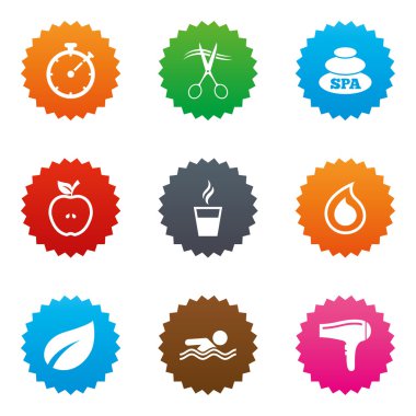 Spa, Kuaför simgeler. Yüzme Havuzu işareti.